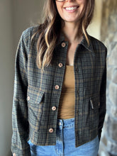 Load image into Gallery viewer, forest green + gold plaid jacket