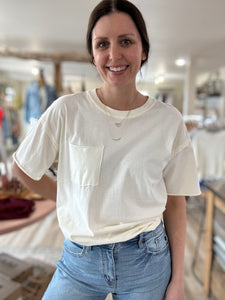 cream cotton pocket tee
