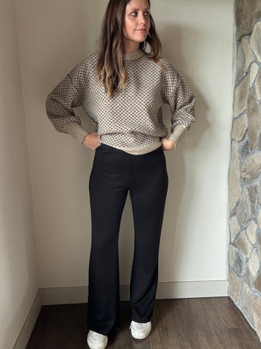 hustle knit black wide leg pants