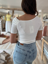Load image into Gallery viewer, off white asymmetrical twist ribbed top