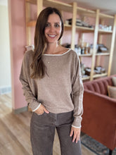 Load image into Gallery viewer, mocha contrast trim sweater
