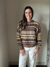 Load image into Gallery viewer, brown, cream + mustard textured sweater