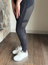 Load image into Gallery viewer, black mesh insert sports bra + leggings set