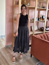 Load image into Gallery viewer, black + white polka dot midi skirt