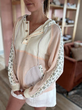 Load image into Gallery viewer, ivory + blush floral stripe hoodie