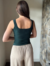 Load image into Gallery viewer, dark pine ribbed square neck tank