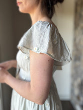 Load image into Gallery viewer, daisy embroidered sage flutter dress