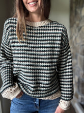 Load image into Gallery viewer, black + turquoise striped sweater
