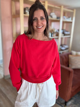 Load image into Gallery viewer, red off shoulder sweatshirt