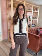 Load image into Gallery viewer, cream, brown + black cotton knit tank
