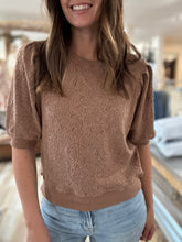 Load image into Gallery viewer, brown jacquard half sleeve sweatshirt