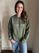 Load image into Gallery viewer, overstimulated olive + coral embroidered sweatshirt | S-2XL