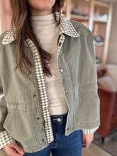 Load image into Gallery viewer, olive gingham barn jacket