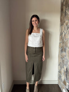 white eyelet cropped tank