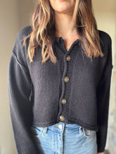 Load image into Gallery viewer, easy days off black button down cardigan