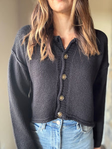 easy days off black button down cardigan