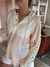 Load image into Gallery viewer, ivory + blush floral stripe hoodie