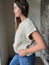 Load image into Gallery viewer, cream fall confetti cable short sleeve sweater