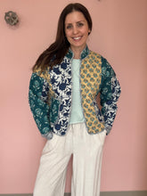 Load image into Gallery viewer, THML blue patchwork quilted jacket