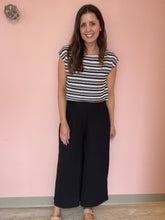Load image into Gallery viewer, black howdy honey textured wide leg cropped pants