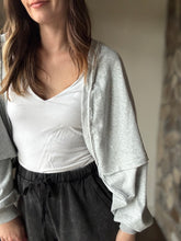 Load image into Gallery viewer, heather grey french terry bolero sweatshirt