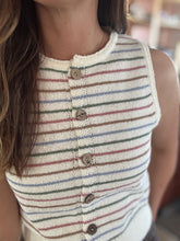 Load image into Gallery viewer, dusty pink + blue stripe knit top
