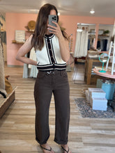 Load image into Gallery viewer, cream, brown + black cotton knit tank