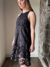 Load image into Gallery viewer, black crochet lace halter dress