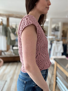 dusty rose crochet top