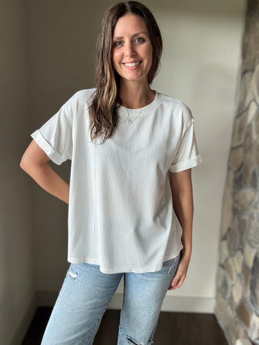 ivory waffle tee
