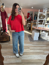 Load image into Gallery viewer, red mineral washed french terry top | S-3XL