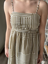 Load image into Gallery viewer, kiele olive +ivory woven striped dress