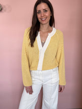 Load image into Gallery viewer, butter yellow color-block button cardigan