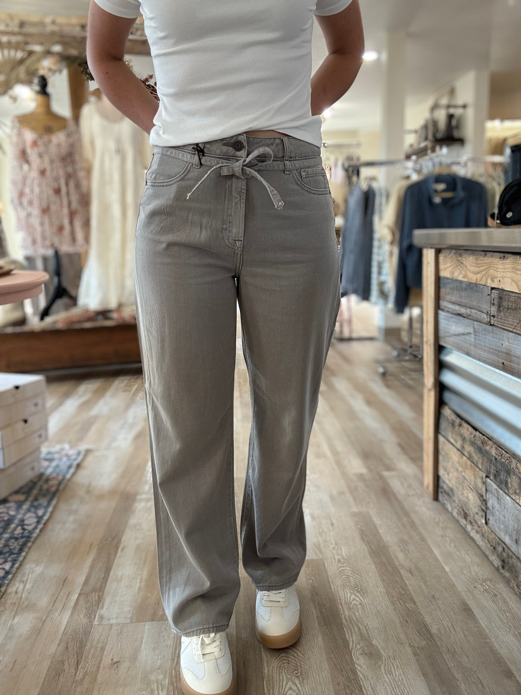 hidden grey high rise wide straight pants
