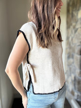 Load image into Gallery viewer, oatmeal mock neck with black trim
