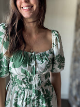 Load image into Gallery viewer, green floral flowy romper
