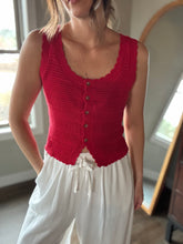 Load image into Gallery viewer, red cotton knit tank