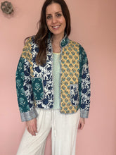 Load image into Gallery viewer, THML blue patchwork quilted jacket