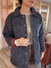 Load image into Gallery viewer, navy + red heirloom plaid quilted jacket