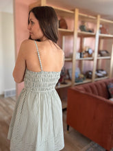 Load image into Gallery viewer, sage stripe cotton mini dress