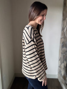 taupe + black stripe sweater