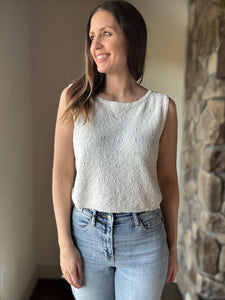 ivory cotton sleeveless pullover sweater