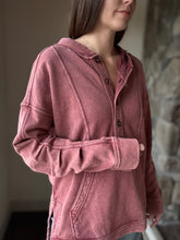 Load image into Gallery viewer, washed burgundy tunic sweatshirt