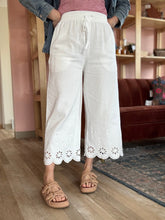 Load image into Gallery viewer, white eyelet hem culottes