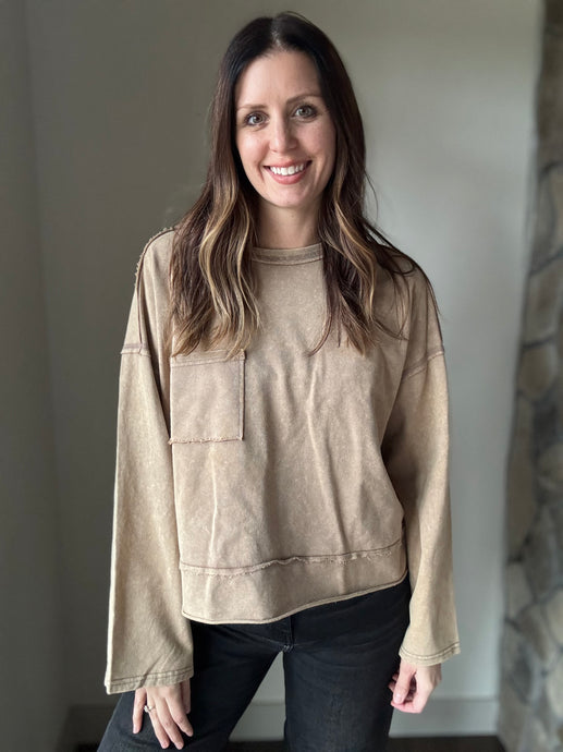 mocha mineral washed top