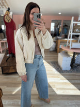 Load image into Gallery viewer, ecru floral embroidered zip jacket