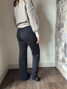 hustle knit black wide leg pants