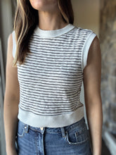 Load image into Gallery viewer, black + white stripe sleeveless top