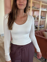Load image into Gallery viewer, clean slate white scoop long sleeve