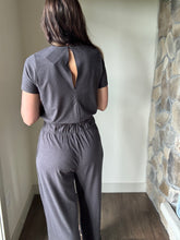 Load image into Gallery viewer, buttery-soft charcoal short sleeve jumpsuit